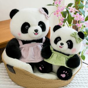 Nouvelle peluche en coton PP super douce, adorable robe de princesse <span class=keywords><strong>panda</strong></span> à fleurs de style <span class=keywords><strong>dessin</strong></span> <span class=keywords><strong>animé</strong></span>, avec nœud et bretelles - Product Image 1