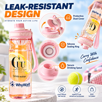 Bouteille d'eau sportive en plastique légère de 750 ml avec couvercle rabattable et sangle de transport, logo personnalisé pour la salle de sport et l'extérieur – Vente en gros