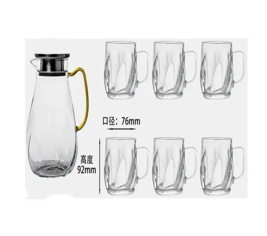 Top venda 7PCS Beber Set Heat-Resistent 1700ml Chaleira com copo set fruta cerveja jar Vintage Jarros jarro de água