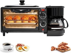 สถานีทำอาหารเช้าแบบ3-in-1, ลิ้นชักขนมปังปิ้ง2ชิ้นทำจากเซรามิกเคลือบไม่ติดเพื่อสุขภาพ - Product Image 2