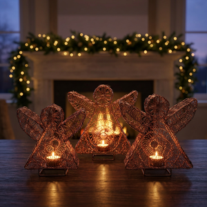 Sonnet Decor Handcrafted Iron Christmas Tree <b>Ornaments</b> Set Art Deco Design Single-piece Package Hanging Vertical 6-8 Years Model - Product Image 2