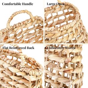Ecoka Wholesale Rattan Rectangle Rustic Eco-Friendly Hanging <b>Basket</b> with Handle Multi-Purpose <b>Storage</b> for <b>Wall</b> Decor - Product Image 5