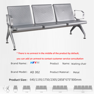 4 posti sedia di attesa in acciaio 3 posti Design industriale stile per aeroporto e ospedale stazione di attesa esterna - Product Image 3