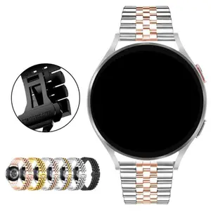 Samsung Galaxy izle 4/klasik katı Metal paslanmaz çelik Watchband kayışı 40/44mm 42/46mm kelebek toka ile