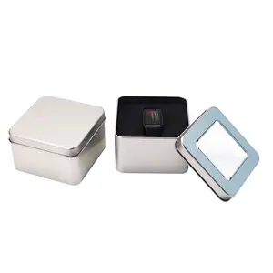 卸売カスタマイズ可能な正方形の食品貯蔵容器ビスケットブリキ缶、時計ブリキ箱包装