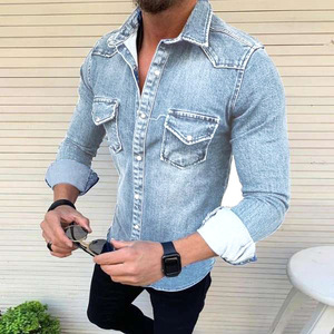 Nuova giacca da <span class=keywords><strong>uomo</strong></span> in <span class=keywords><strong>Denim</strong></span> <span class=keywords><strong>camicia</strong></span> lavata giacca da <span class=keywords><strong>uomo</strong></span> <span class=keywords><strong>Slim</strong></span> <span class=keywords><strong>Fit</strong></span> giacca Casual a maniche lunghe in <span class=keywords><strong>Denim</strong></span> da <span class=keywords><strong>uomo</strong></span> - Product Image 3