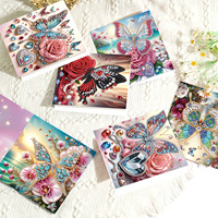 8pcs set diamant peinture papillon fleur coeur cartes de voeux populaire kit de bricolage