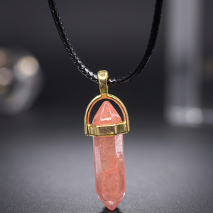 Pendentif en cristal de quartz fraise en gros, pierre précieuse naturelle, thème féerique, décoration d'intérieur, cadeau - Product Image 2