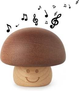 Caja de música de madera con forma de hongo, caja de música con cara sonriente, mini caja de música de madera, linda caja de música - Product Image 1