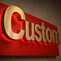 Logo personnalisé, supports de fond personnalisés, enseigne en acrylique rétroéclairée, logo de marque, lettres en acier inoxydable 3D, enseigne lumineuse LED