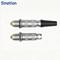 Connecteur coaxial mâle demi-lune Sinztion S Series FFA 00S, cordonné, droit, circulaire, autobloquant, pour applications médicales et ultrasoniques