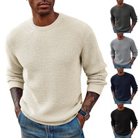 Pull à col rond pour homme en fibre acrylique de couleur unie, à manches longues, avec une grande élasticité, pull à col rond pour homme OEM