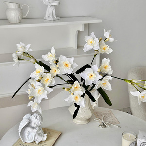 Flores Artificiales de Narciso, Ramo de Seda Blanco con Centro Amarillo, Decoración para el Hogar, Accesorios para Bodas, Arreglo de Primavera - Product Image 2