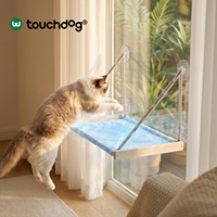 Hamac de fenêtre rafraîchissant en soie glacée pour chat, pliable, avec cadre en bois et ventouses puissantes, pour chats d'intérieur, faible MOQ