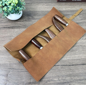 Vintage Horse Leather <b>Tool</b> <b>Roll</b> <b>Bag</b> Portable Wood Carving Knife Storage Pouch Brush Holder Pottery Sculpting <b>Tools</b> Case - Product Image 1