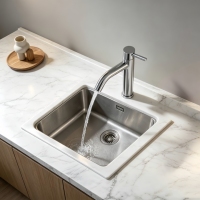 Robinet de lavabo moderne monotrou en acier inoxydable à capteur sans contact, haut, pour salle de bain, en céramique, directement du fabricant