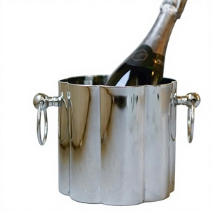 Modern Design <b>Ice</b> Bucket With <b>Rings</b> Handle Leakproof Easy Portable Champagne Wine Chiller Custom Beverage Tub For Bar Supplies - Product Image 1