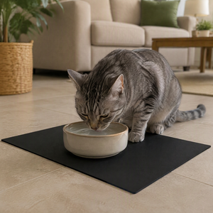 Reusable Black Silicone <b>Pet</b> Feeding <b>Mat</b> Waterproof Non Slip Dog Cat <b>Food</b> <b>Mat</b> 915x600mm Easy Clean Anti Dirt <b>Pet</b> Supplies - Product Image 1
