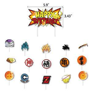 Decoraciones <span class=keywords><strong>de</strong></span> Fiesta con Diseño <span class=keywords><strong>de</strong></span> Goku Super Saiyan, Pancarta <span class=keywords><strong>de</strong></span> Feliz Cumpleaños y Adornos para Cupcakes, Suministros para Fiestas <span class=keywords><strong>de</strong></span> Fanáticos del Anime Infantil - Product Image 5