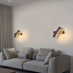 Elegante lámpara de pared LED negra, elegante diseño de madera de hierro, pantalla de Control táctil, Bombilla E26 para decoración contemporánea del hogar, uso de Hotel empotrado - Product Image 3