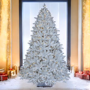 7.5ft Pre-lit Mixed Flocked <strong>Christmas</strong> <strong>Tree</strong> Mixed PE PVC With Metal Stand Multi-Branched Fir Artificial <strong>Christmas</strong> <strong>Tree</strong>