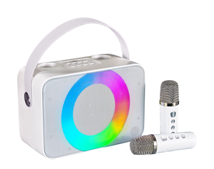 Macchina per <span class=keywords><strong>Karaoke</strong></span> Portatile Wireless All-in-One con Doppio Microfono, Altoparlante LED Ricaricabile 10W per Canto a Casa e All'aperto - Product Image 2