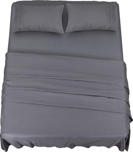Hotel de lujo equipado <span class=keywords><strong>hoja</strong></span> al por mayor color liso 4 piezas ropa de cama conjunto de microfibra de las sábanas de <span class=keywords><strong>la</strong></span> cama - Product Image 6
