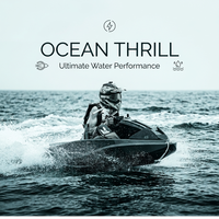 Jet ski électrique prêt à être expédié, embarcation personnelle à grande vitesse 50 km/h, coque noire élégante de luxe, jetboard de course, mini bateau à moteur