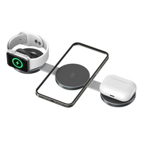 Station de charge sans fil pliable 3 en 1, support de charge magnétique, station de charge rapide 15W pour bureau, voyage