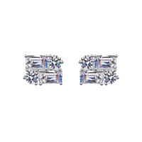 Boucles d'oreilles clous en argent sterling 925 Decoral D Color, taille émeraude, diverses tailles, moissanite certifiée GRA, tendance