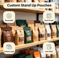Sac autoportant personnalisé recyclable et compostable, sac d'emballage alimentaire avec fermeture éclair et valve