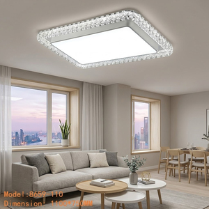 <span class=keywords><strong>Plafoniera</strong></span> <span class=keywords><strong>LED</strong></span> Premium con Bordo in Cristallo Geometrico, Lampada da <span class=keywords><strong>Soffitto</strong></span> Grande 1100mm per Illuminazione di Hotel, Lobby e Uffici - Product Image 1