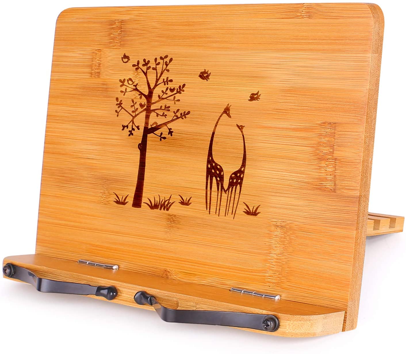 Лидер продаж от производителя Amazon, регулируемая портативная прочная легкая бамбуковая подставка для чтения книг с 6 передачами, настольная подставка-держатель для книг