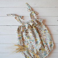 Salopette personnalisée pour bébés et jeunes enfants, style boutique estivale, adorable, de haute qualité, motif floral, rétro, pour petites filles nouveau-nées