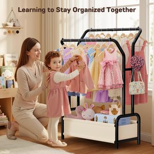 Petit portant à vêtements pour enfants, réglable en hauteur, pour <span class=keywords><strong>chambre</strong></span>, rangement ouvert pour vêtements de bébé, costumes et jouets - Product Image 6
