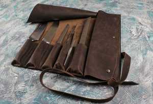 Handmade Genuine <b>Leather</b> Case for Kitchen Sheath Pocket Holder Bag With Multiple Slots for Sheath Kit Cover Storage Roll Pouch - Product Image 5