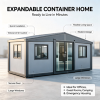 Maison Extensible Pliable Préfabriquée Mobile 20ft 40ft Conteneur Modulaire à Vendre
