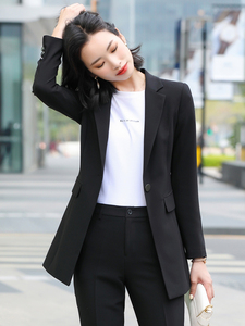 <span class=keywords><strong>Blazer</strong></span> de costume uni pour femme, style britannique de luxe, coupe ajustée, mi-longueur, à bouton unique, anti-plis, vente en gros - Product Image 6