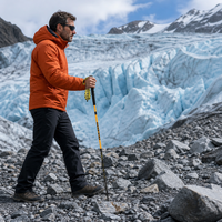 Bâton de randonnée pliable portable ultra-léger en fibre de carbone, système de verrouillage rapide en 4 sections, facile à transporter, léger, pour la randonnée, le camping et les voyages