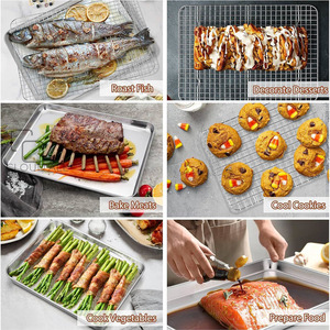 40.5x30.5x2.5cm Stainless Steel <b>Baking</b> Sheet Set Cookie Sheet with <b>Cooling</b> <b>Rack</b> - Product Image 5