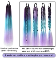 Extensions de cheveux synthétiques en mélange de cheveux à paillettes de couleur personnalisée avec caoutchouc
