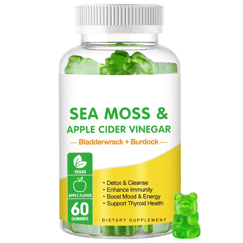 Personalizzazione di fabbrica caramelle gommose di alta qualità supporta l'immunità Vegan Organic Bears Sea Moss Gummy