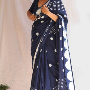 Sari traditionnel d'hiver en viscose et coton, qualité supérieure, infroissable, séchage rapide, 6 mètres, prix fabricant - Product Image 1