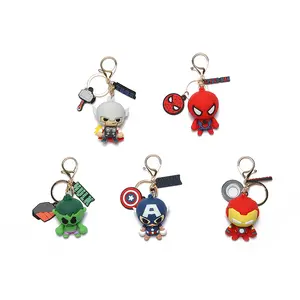 Porte-clés en silicone porte-clés Iron Man pas cher personnalisé porte-clés de voiture lanière de personnage de dessin animé