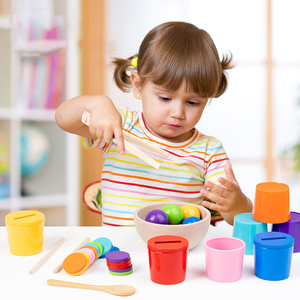 Custom Montessori Educational Rainbow Matching Ball Toddler Learning Color Sorting Counting Game Wood Toys for Kids Boys Girls - Product Image 3