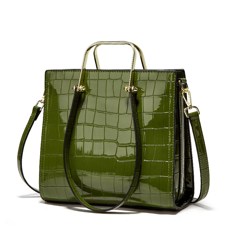 Designer fashion wholesale vegan pu bags tote bag and crocodile grain shoulder handbags and satchel bags for woman