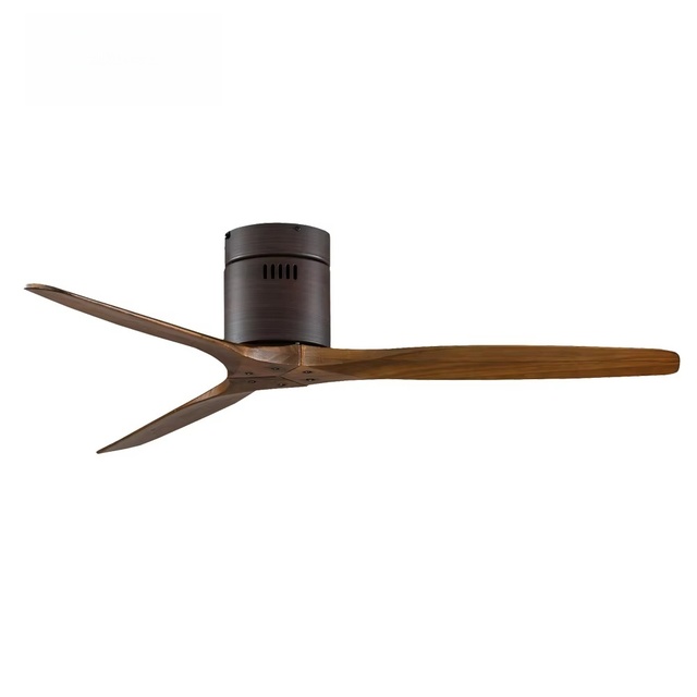 52 Inch Modern 3 Solid Wood Blades Remote Control DC Motor Ceiling Fan for Living Room