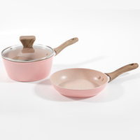 Ensemble de mini poêles de cuisson et de casseroles antiadhésives ensemble de casseroles de cuisine roses antiadhésives ensemble de poêles à frire à induction en aluminium avec couvercles