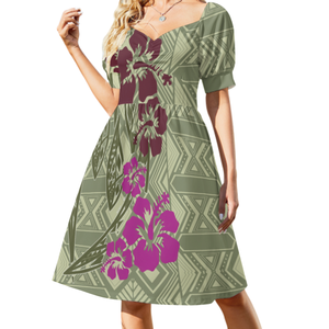 Nuovi abiti estivi in vita Design polinesiano Plus Size abiti da donna ragazza Next Door Fashion Style abito con maniche a bolle con scollo a v - Product Image 2