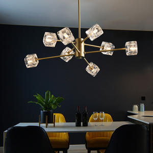 Lámpara de Araña de Cristal de Cobre de Lujo Posmoderno, Lámpara Molecular Única, Iluminación Nórdica Moderna para Sala de Estar y Comedor - Product Image 3